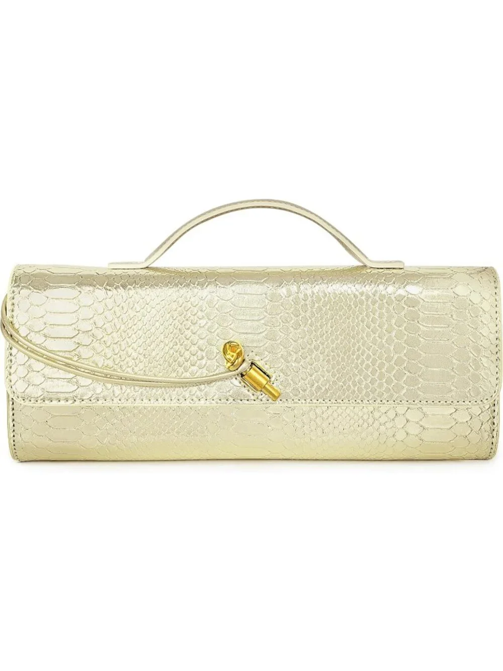 Women Golden Croco Leather Suede Woven Clutch Purse For Evening Crossbody Bag